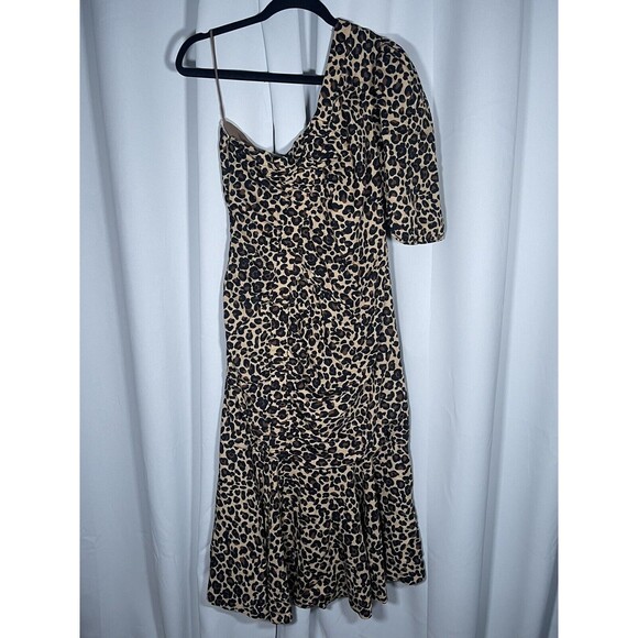 Jonathan Simkhai One Shoulder Leopard Print Dress Size 10 - Picture 9 of 16